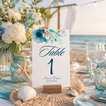 Cartões de números de mesa para casamento Azure Bl