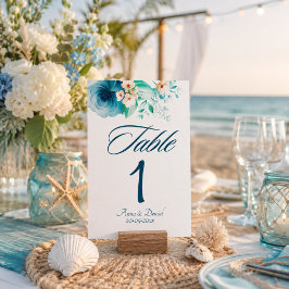 Cartões de números de mesa para casamento Azure Bl