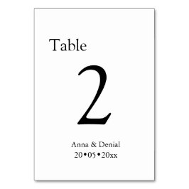 Cartões de números de mesa para casamento Preto e