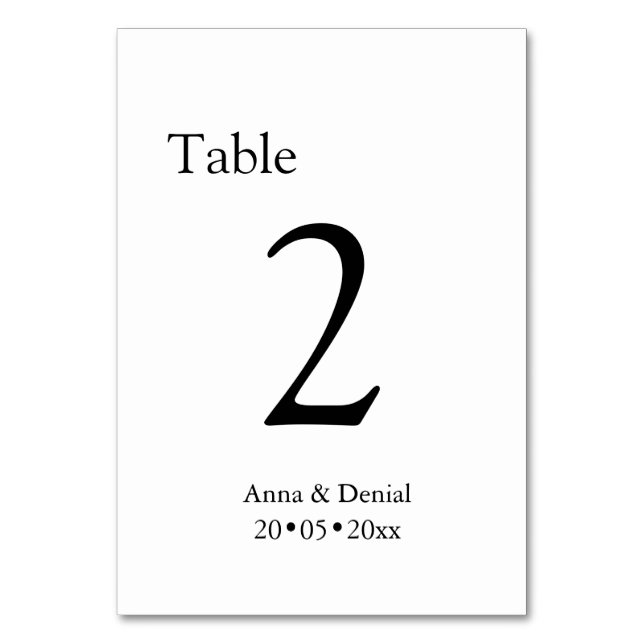 Cartões de números de mesa para casamento Preto e  (Frente)