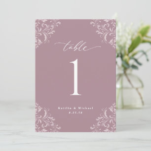 Cartões de Números de Tabela de Casamento Mauve El