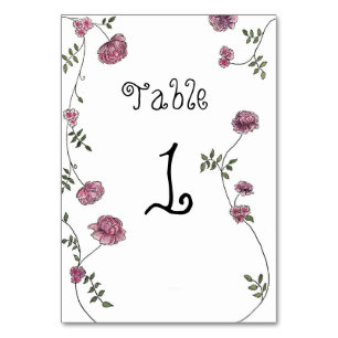 Cartões de números de tabela, florais