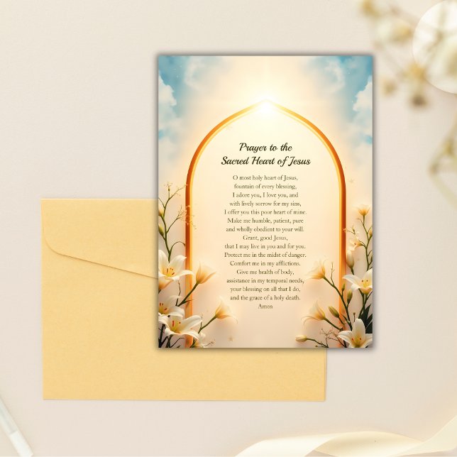Cartões de Oração Católicos do Coração Sagrado de  (Catholic Sacred Heart of Jesus Prayer Card)