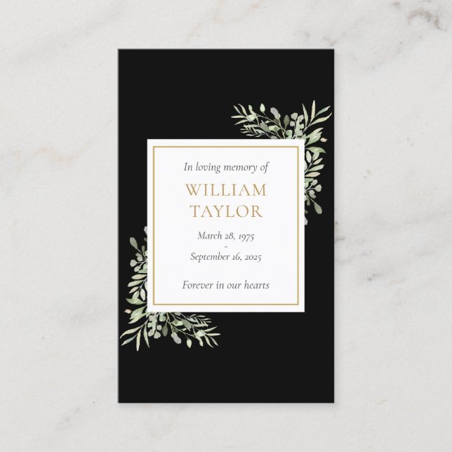 Cartões de Oração de Condolências para Funeral (Frente)