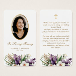 Cartões de Oração de Funeral com Foto Floral Única