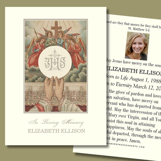 Cartões de Oração Funerária do Anjo, Católico Jesu (Criador carregado)