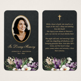 Cartões de Oração Memorial com Foto Floral Ouro Pr