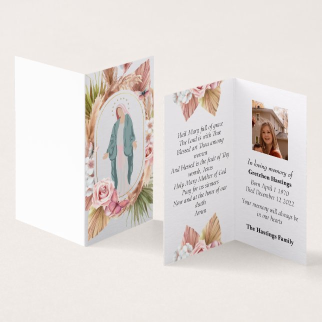 Cartões de Oração Memorial do Funeral rosa Moderno (Interior e exterior)