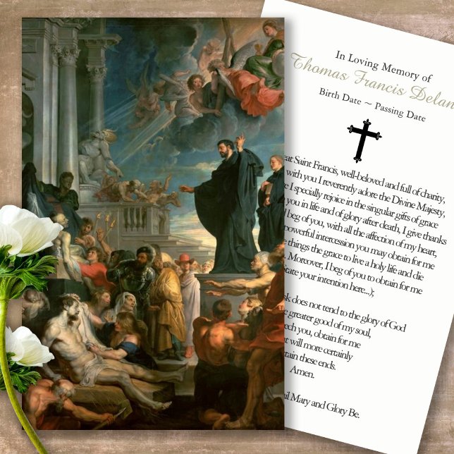 Cartões de Oração | Milagres da Rua Francis Xavier (catholic, religious, celebration of life, in loving memory of, prayer cards for bereavement)