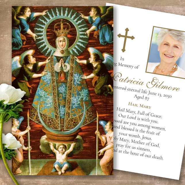 Cartões de Oração | Nossa Senhora de Lledo (catholic, religious, celebration of life, in loving memory of, prayer cards for bereavement)
