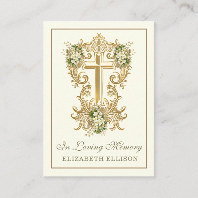 Cartões de Oração para Memorial do Funeral Crucial (Frente)