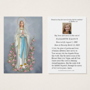 Cartões de Oração para Memorial Funeral dos Lourde