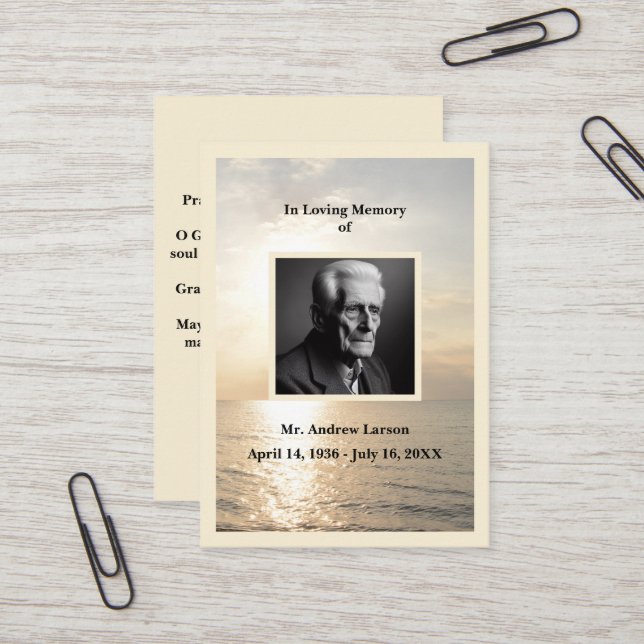 Cartões de Oração Sunrise para o Oceano Memorial F (Frente/Verso In Situ)