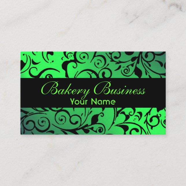 Cartões de padaria verde-esbatido artístico (Frente)