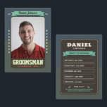 Cartões de Padrinho de casamento Personalizados, M<br><div class="desc">Adicione uma reviravolta divertida ao seu casamento com este cartão de troca de padrinhos de casamento personalizado! Apresentando fotos personalizadas, estatísticas e detalhes divertidos, é uma forma criativa de honrar seu melhor homem ou padrinhos de casamento. Perfeito como uma vitória de casamento, um favor do partido solteiro, ou uma ideia...</div>