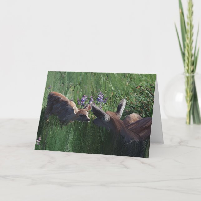 Cartões de papelaria Deer Doe Fawn dentro. (Frente)
