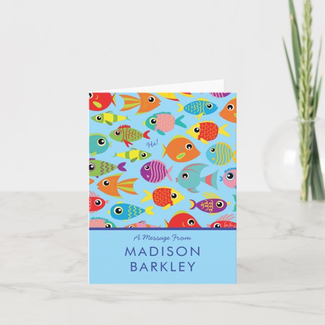 Cartões de Papelaria Infantil de Aquário de Peixes (Frente)