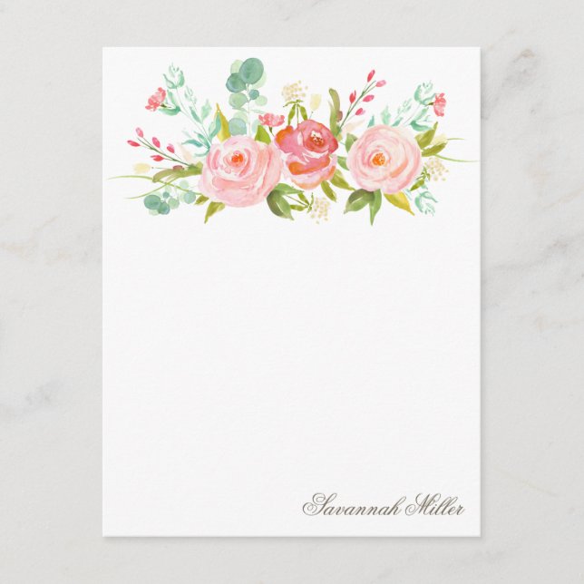 Cartões de papelaria personalizados do rosa Garden (Frente)