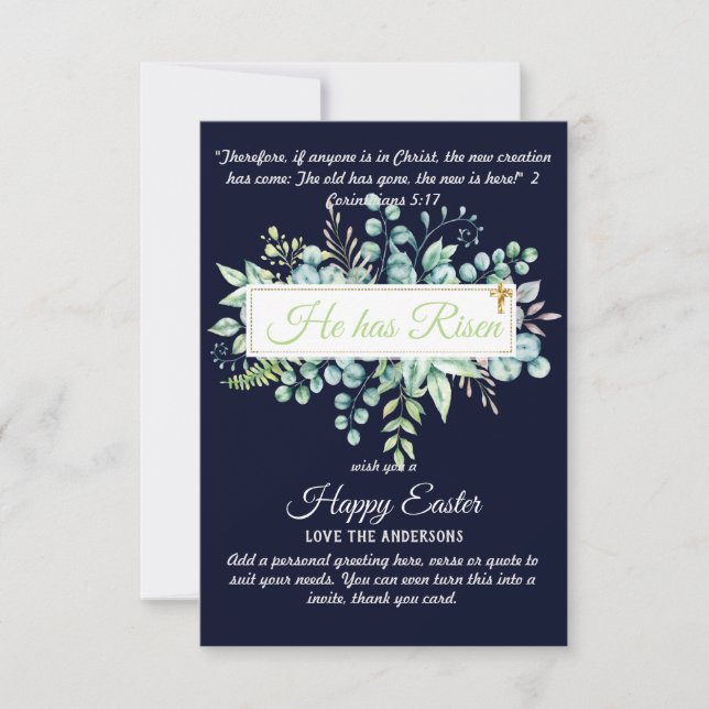 Cartões de PÁSCOA católicos Citação religiosa Vers (Frente)