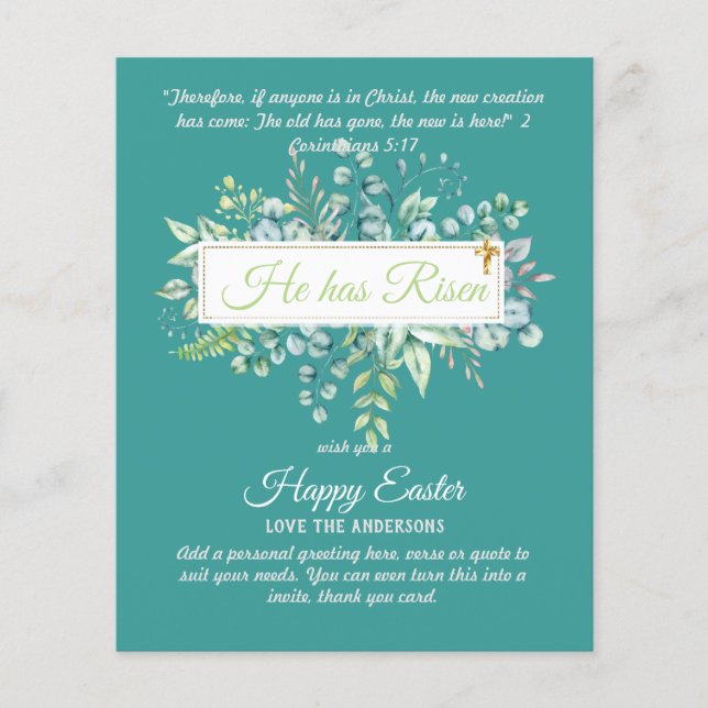 Cartões de PÁSCOA católicos Citação religiosa Vers (Frente)