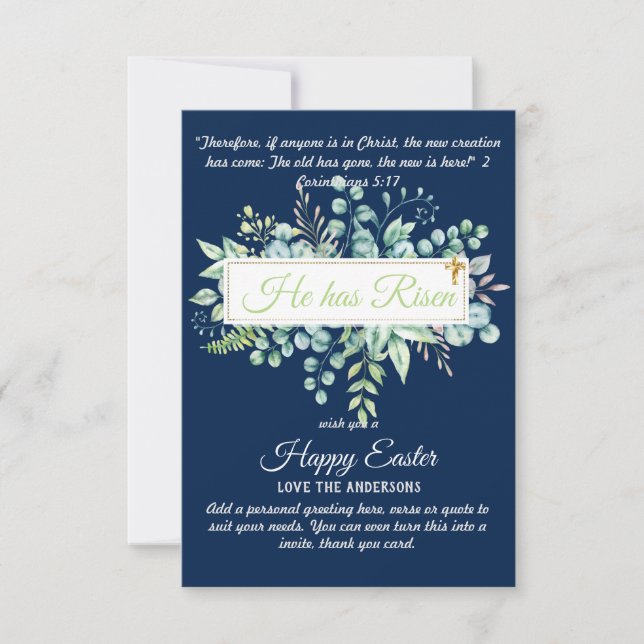 Cartões de PÁSCOA católicos Citação religiosa Vers (Frente)