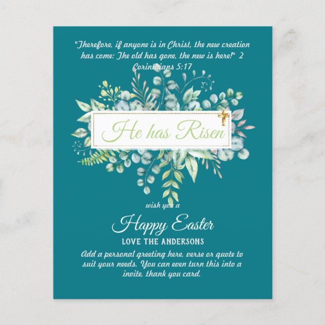 Cartões de PÁSCOA católicos Citação religiosa Vers (Frente)