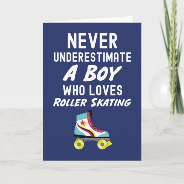 Cartões de Patins de Rodas Azuis Marinho para Bebê (Frente)