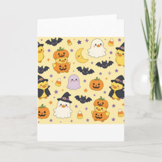 Cartões de Patos com Fantasias de Halloween Fofos