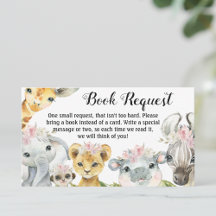 Cartões de Pedido de Livro para Chá de Bebê Safari