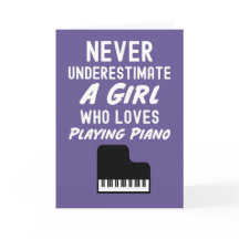 Cartões de Pianista Rosa Fofo Para Meninas Tocador