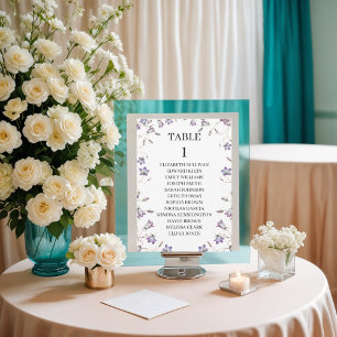 Cartões de Placa Floral Elegante com Nomes de Conv