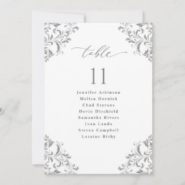 Cartões de Plano de Assento de Casamento Elegantes