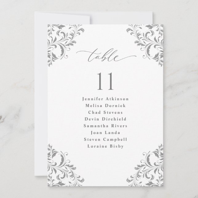Cartões de Plano de Assento de Casamento Elegantes (Frente)