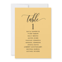 Cartões de Plano de Assentos Amarelos com Nomes de