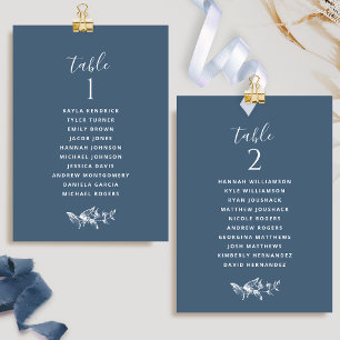 Cartões de Plano de Assentos Azul Navy Chic com No