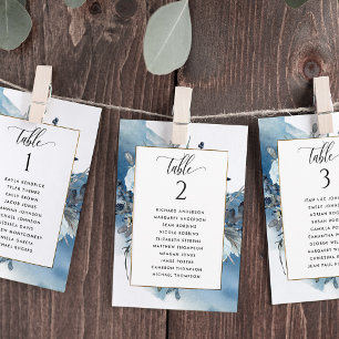 Cartões de Plano de Assentos Chic Blue com Nomes d