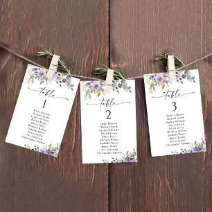 Cartões de Plano de Assentos de Mesa com Flor Viol