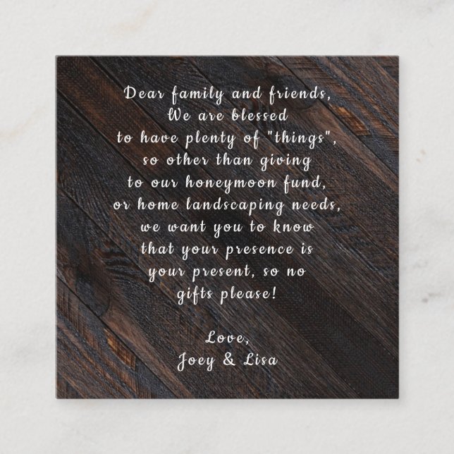 Cartões de poço personalizados de madeira escura a (Frente)