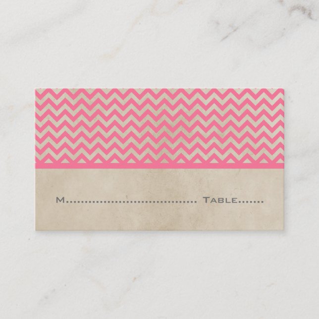 Cartões De Posição Chic Chevron Rosa (Frente)