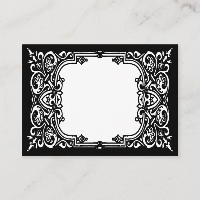 Cartões de posição de nome preto e branco (Frente)