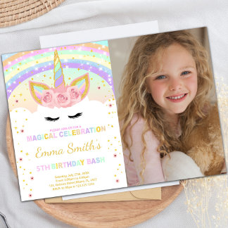 Cartões de posto do Rainbow Unicorn com foto
