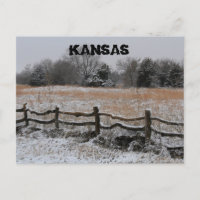 Cartões de Posto Kansas Wooden Fence Winter Wonder