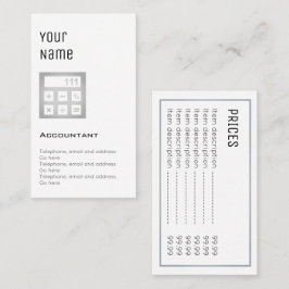 Cartões de preço "essenciais" do contador