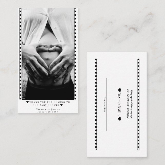 Cartões de Prêmio de Foto do Chá de Bebê Sorteio d (Frente/Verso)