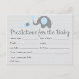 Cartões de Previsões para Bebê Elefante Azul Chás 