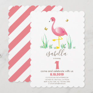 Cartões de primeiro aniversario cor-de-rosa da