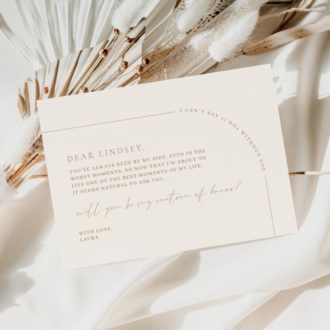 Cartões de Proposta de Arch Minimalista (Minimalist Arch Matron of Honor Proposal Card)