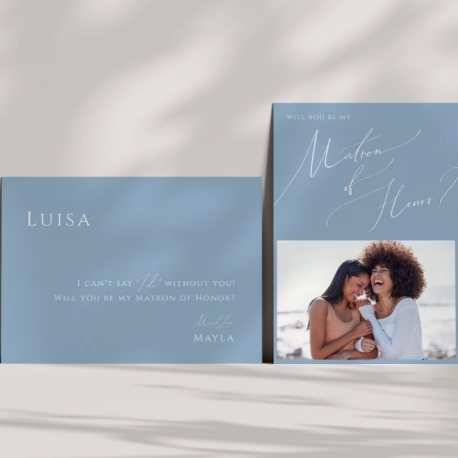 Cartões de Proposta de Foto Azul Dusty (Criador carregado)