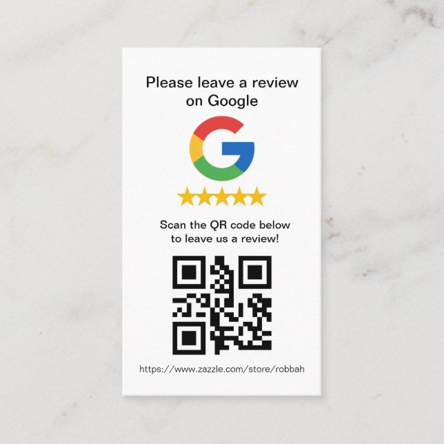 Cartões de QR Code de Avaliação do Google,Placa de (Frente)