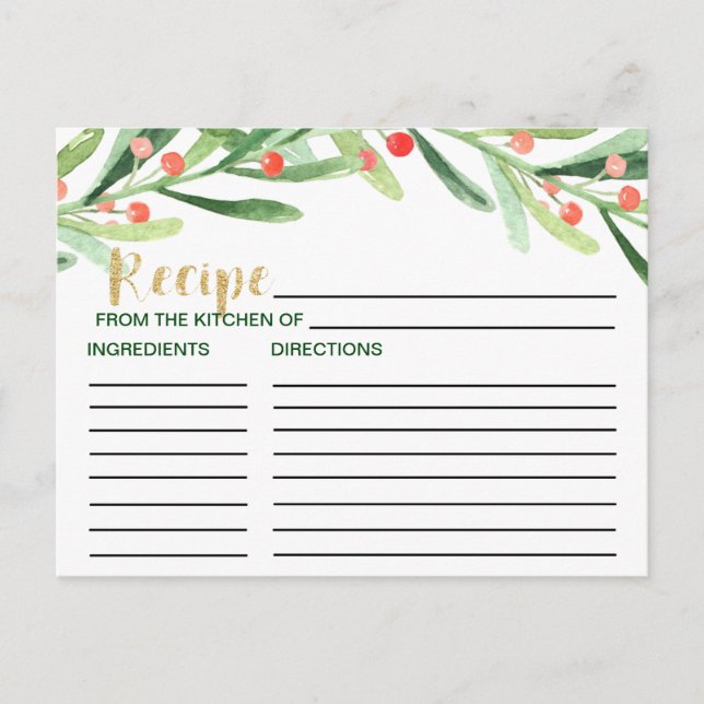 Cartões de recebimento de Chá de panela Holly Wrea (Frente)